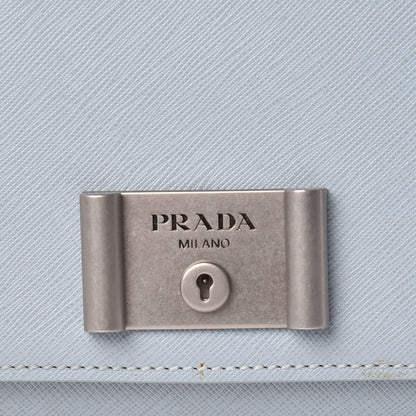 Prada Saffiano Lux Lock Flap Chain Shoulder Bag Lago 10 of 10