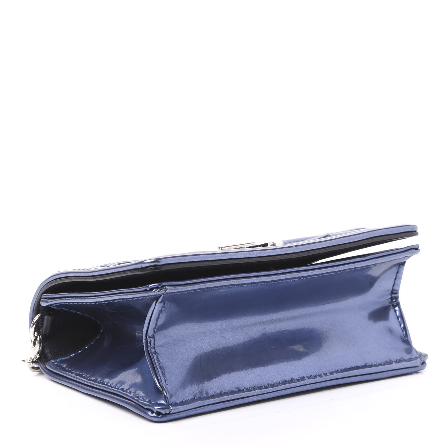 Christian Dior Metallic Patent Micro-Cannage Baby Diorama Flap Bag Blue 3 of 10