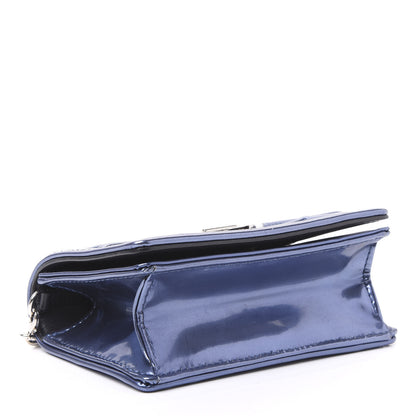 Christian Dior Metallic Patent Micro-Cannage Baby Diorama Flap Bag Blue 3 of 10
