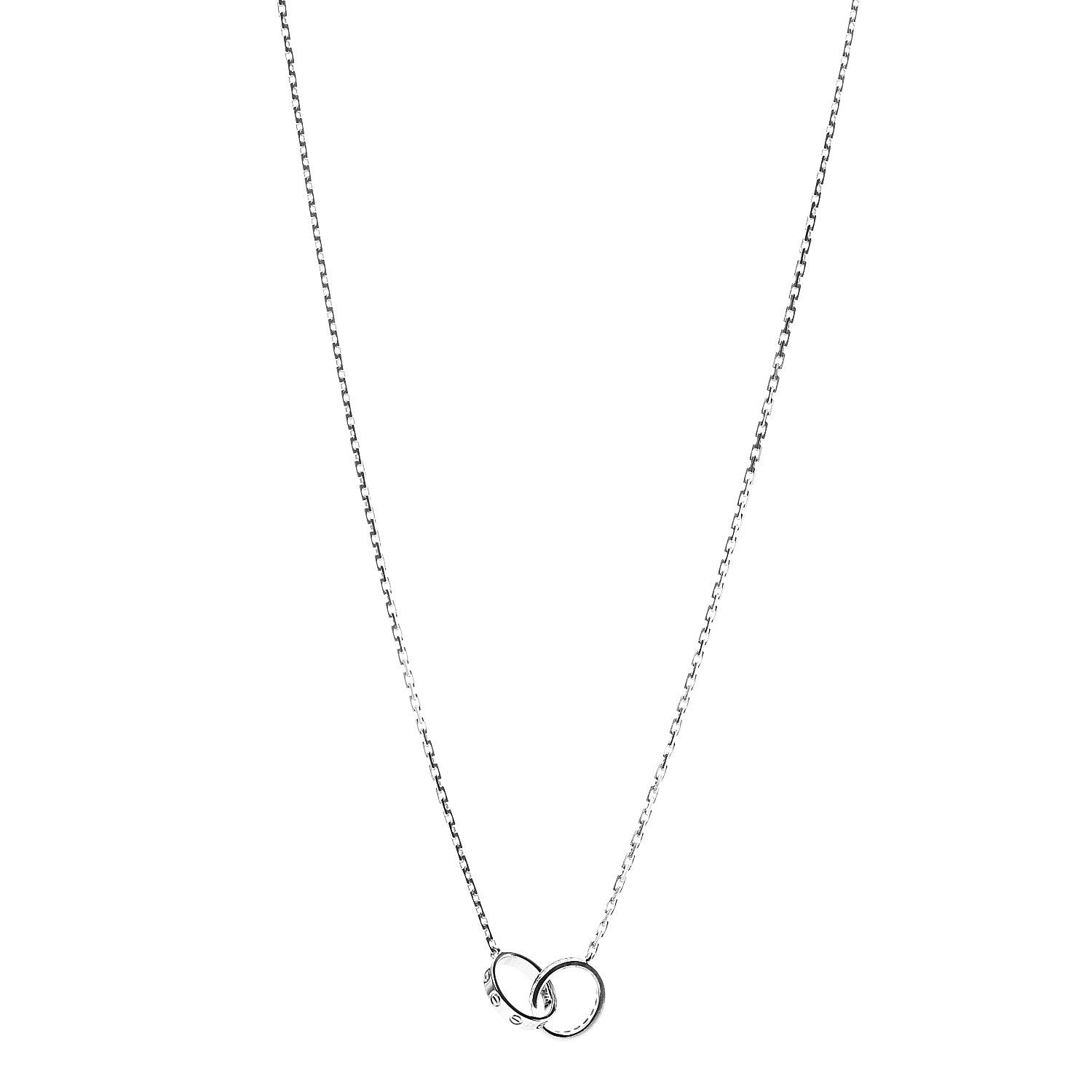 Cartier 18K White Gold Diamond Interlocking LOVE Necklace 1 of 8