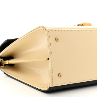 Saint Laurent Smooth Shiny Calfskin Medium Classic Monogram Cassandra Top Handle Black Crema Soft 9 of 12