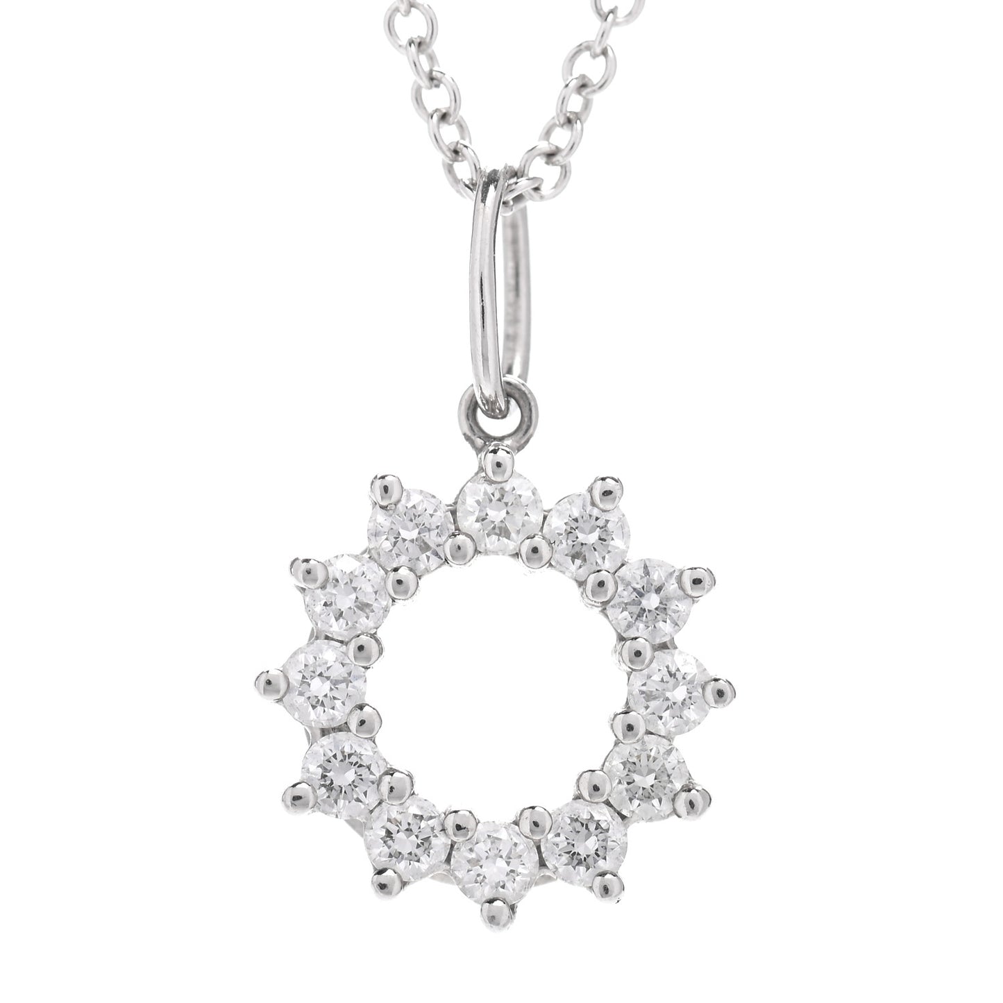 Platinum 18K White Gold Diamond Circle Pendant Necklace