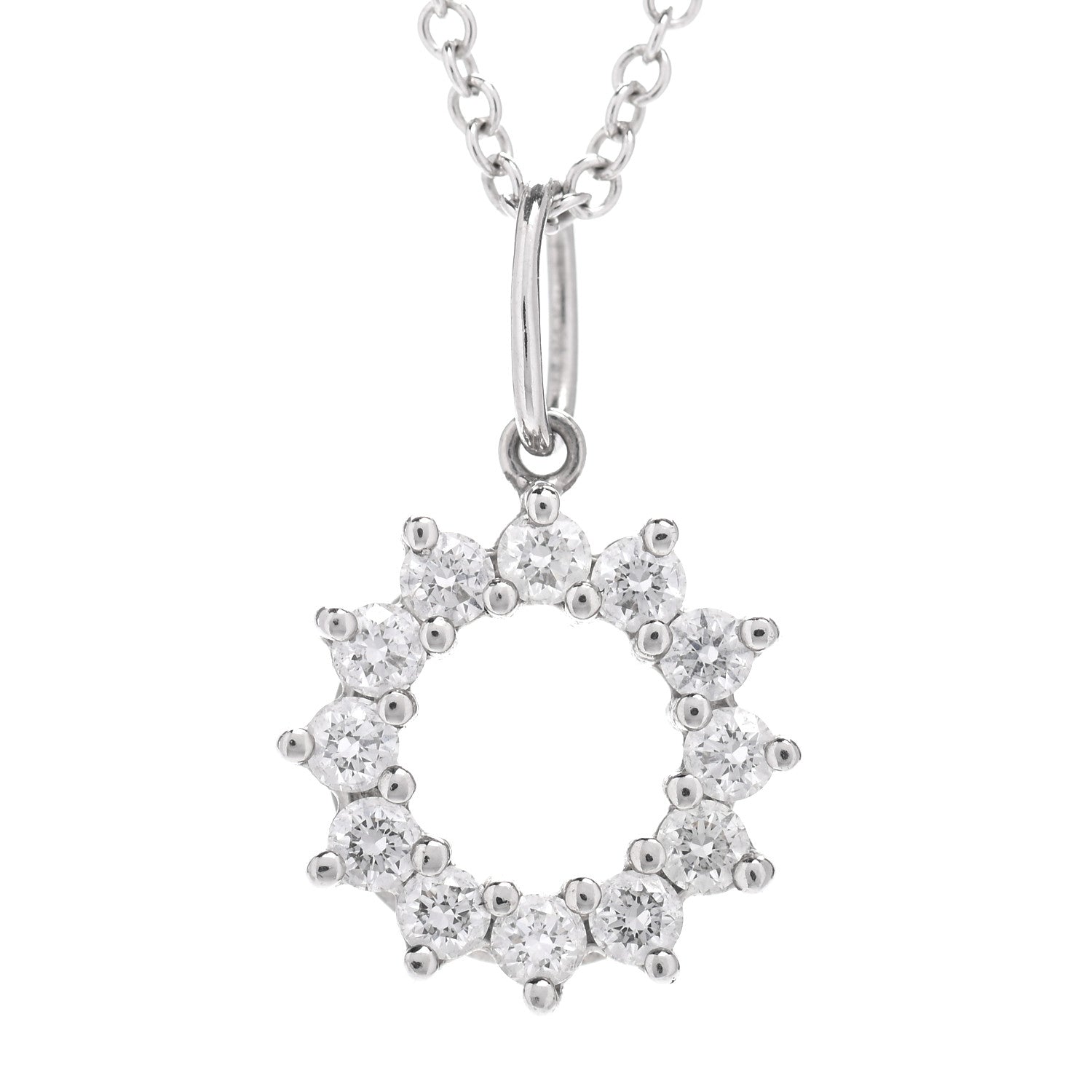 Tiffany Platinum 18K White Gold Diamond Circle Pendant Necklace 4 of 4