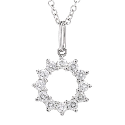 Tiffany Platinum 18K White Gold Diamond Circle Pendant Necklace 4 of 4
