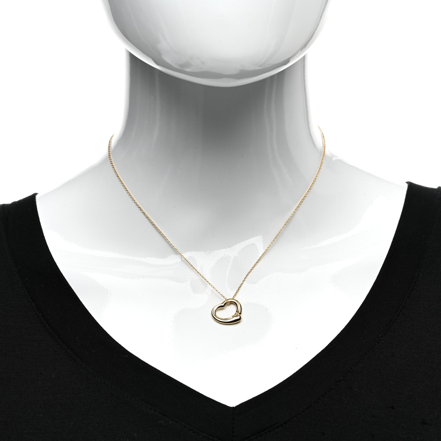 18K Yellow Gold 16mm Elsa Peretti Open Heart Pendant Necklace