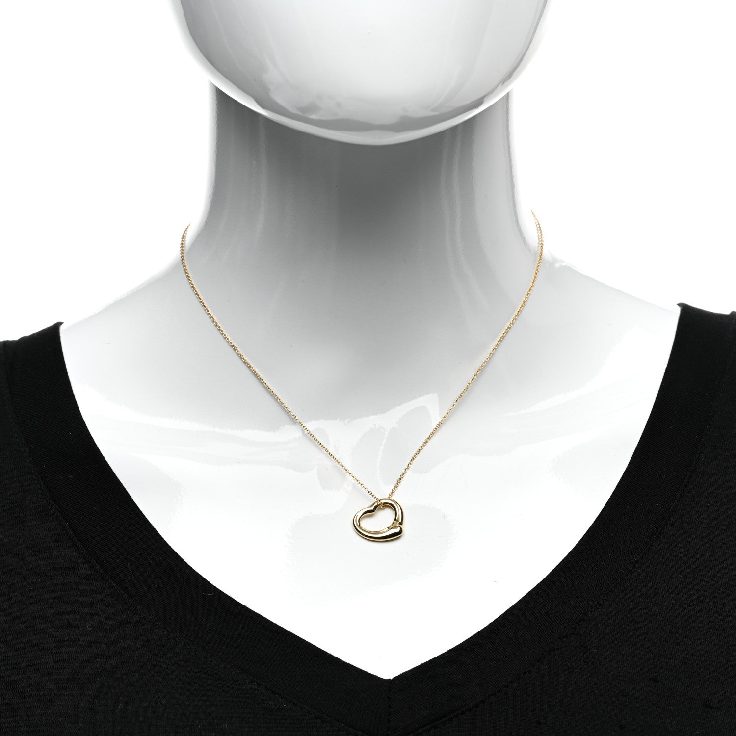 Tiffany 18K Yellow Gold 16mm Elsa Peretti Open Heart Pendant Necklace 2 of 4