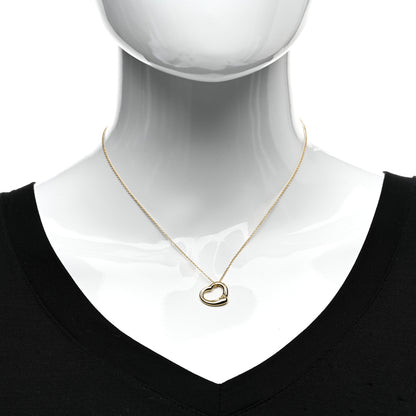 Tiffany 18K Yellow Gold 16mm Elsa Peretti Open Heart Pendant Necklace 2 of 4