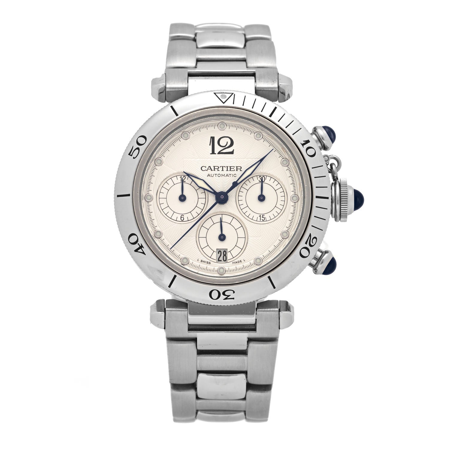 Cartier Stainless Steel 38mm Pasha C Chronograph Automatic Watch 1 of 5