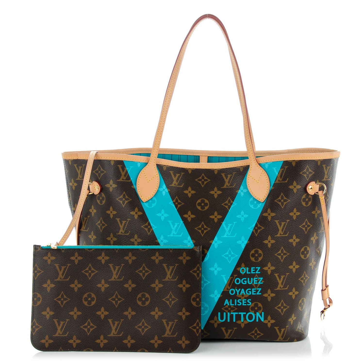 Louis Vuitton Monogram V Neverfull MM Turquoise 1 of 7