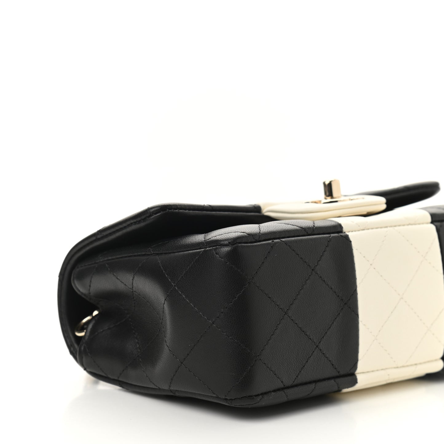 Lambskin Quilted Mini Rectangular Flap Black White