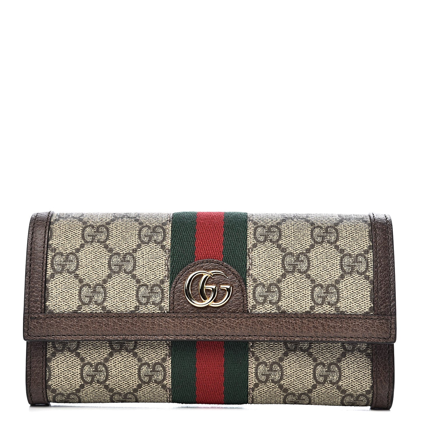 GG Supreme Monogram Web Ophidia Continental Wallet Brown