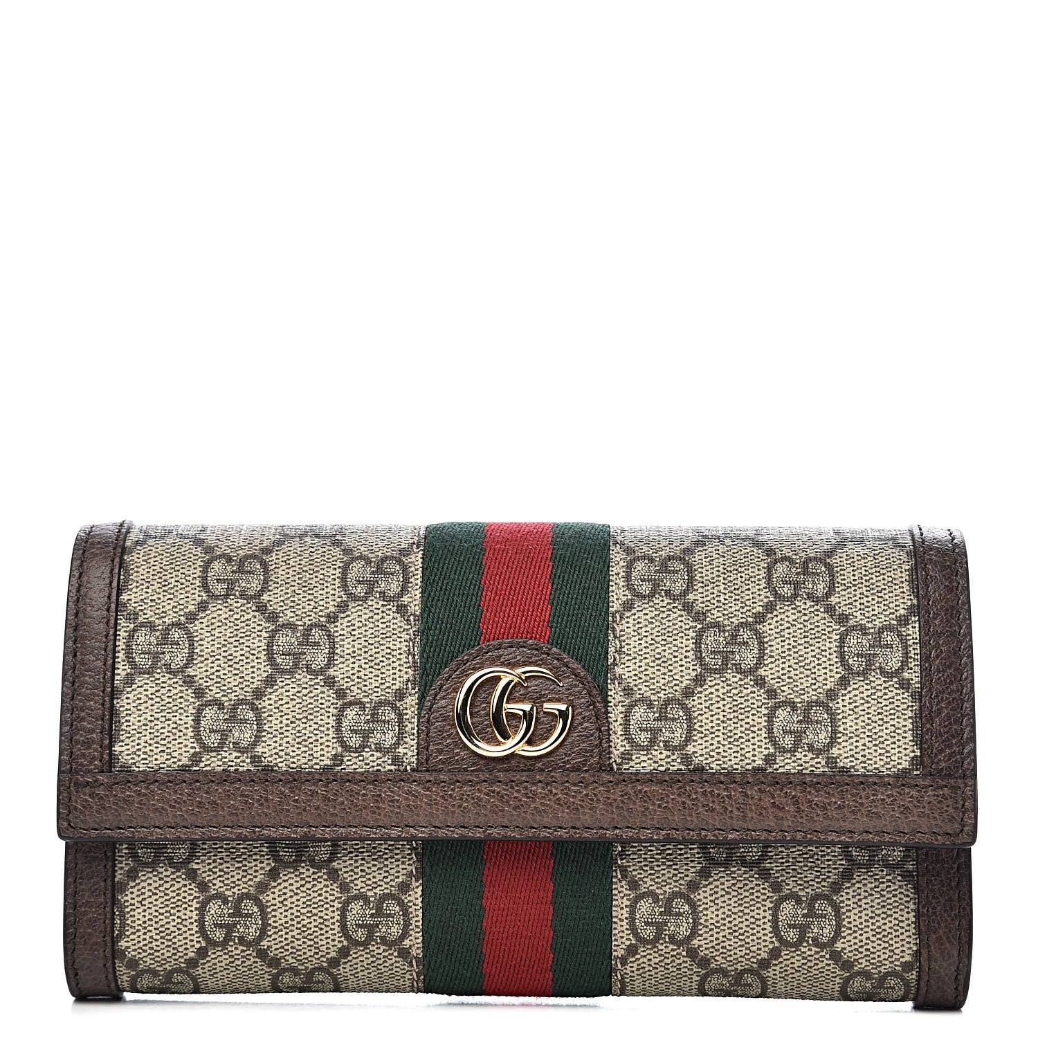 Gucci GG Supreme Monogram Web Ophidia Continental Wallet Brown 1 of 9