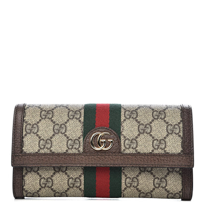 Gucci GG Supreme Monogram Web Ophidia Continental Wallet Brown 1 of 9