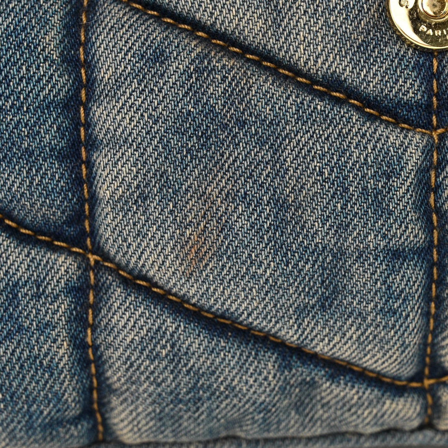 Denim Quilted Toy Loulou Puffer Monogram Chain Satchel Blue Cinnamon