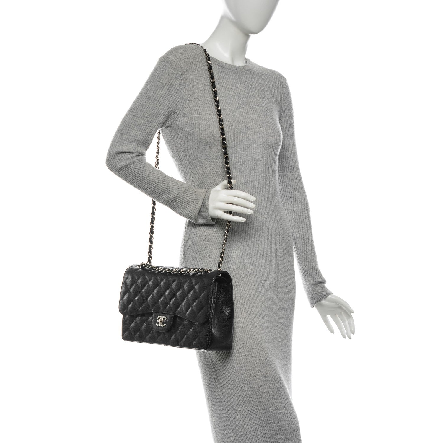 Chanel Caviar Quilted Jumbo Double Flap Black 2 of 7
