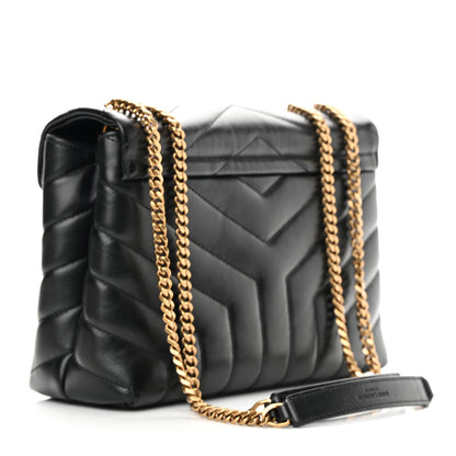 Saint Laurent Calfskin Y Quilted Monogram Small Loulou Chain Satchel Black 3 of 16