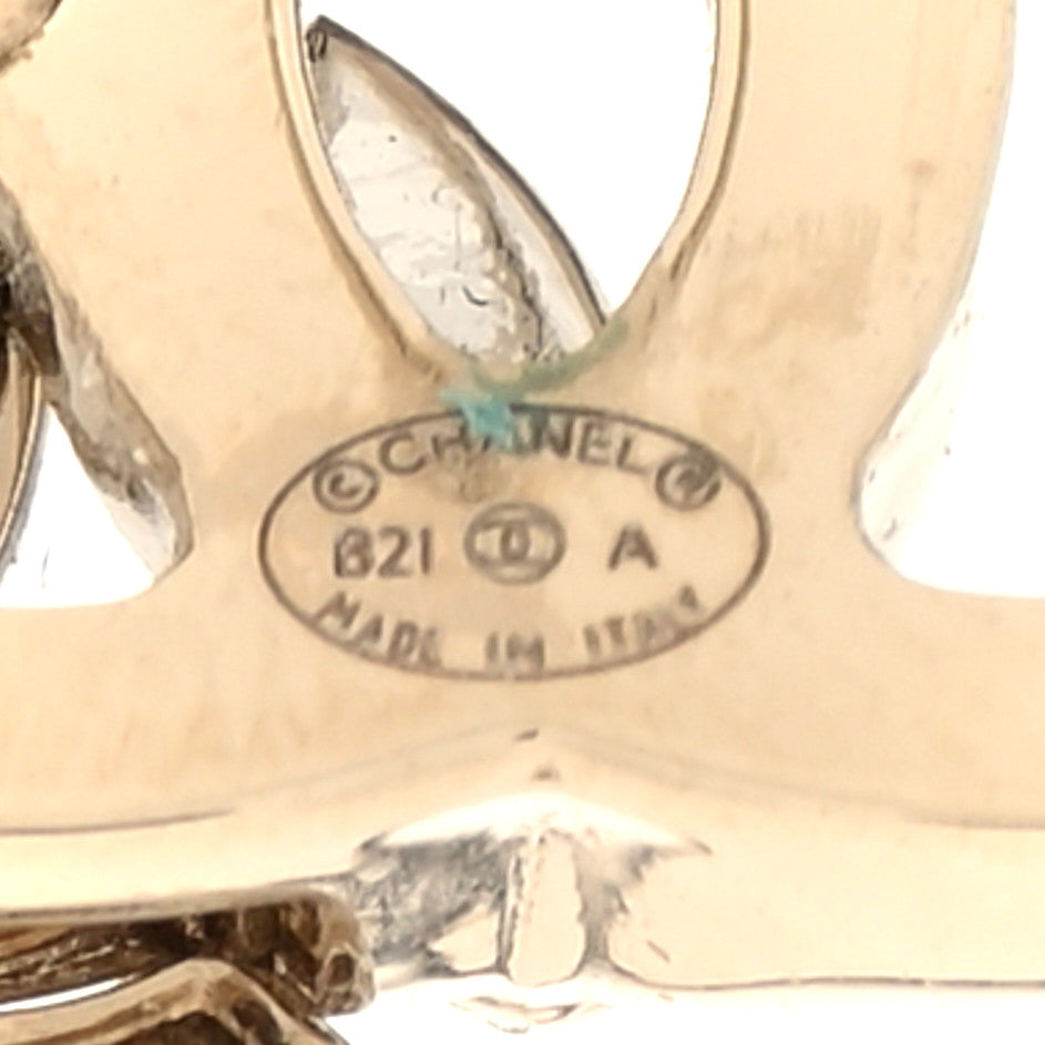 Chanel Crystal Double CC Earrings Gold Silver 4 of 5