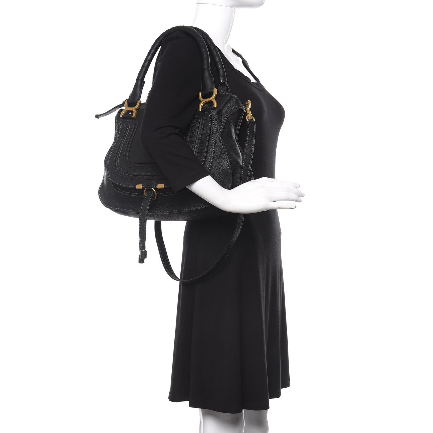 Calfskin Medium Marcie Satchel Black