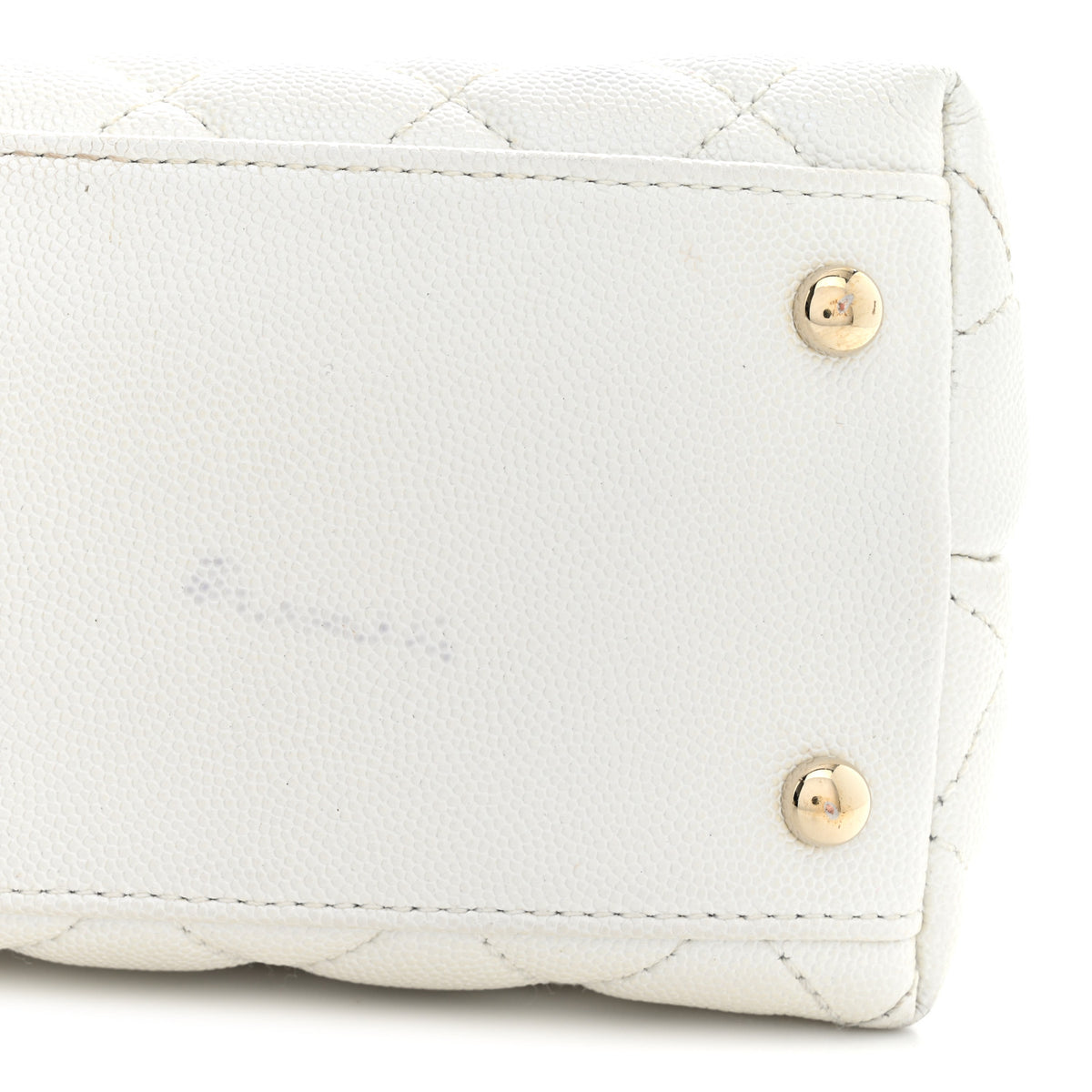 Iridescent Caviar Quilted Small Coco Handle Flap White