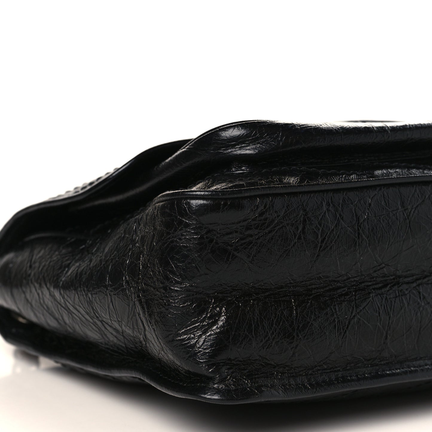 Crinkled Calfskin Matelasse Monogram Large Niki Chain Satchel Black