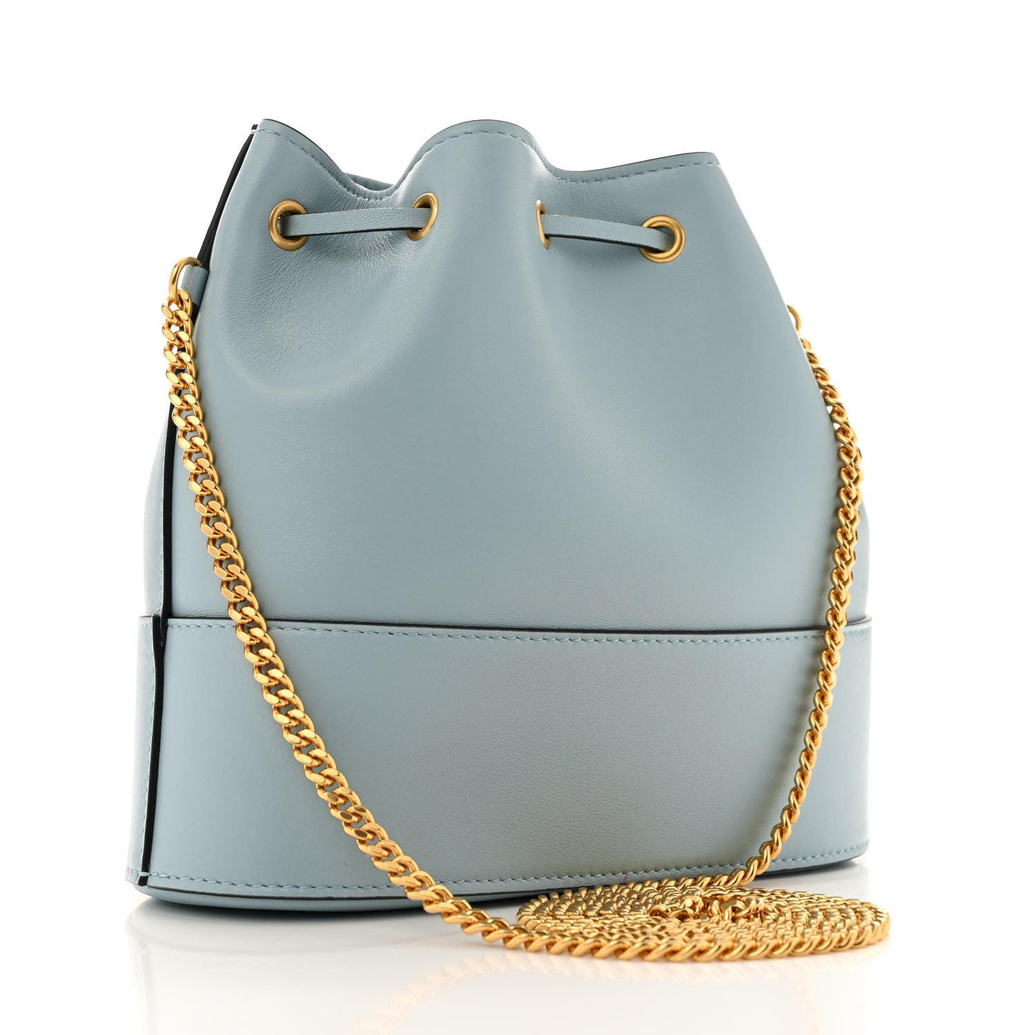 Valentino Garavani Nappa Mini VLogo Signature Chain Bucket Bag Blue Porcelain 3 of 9