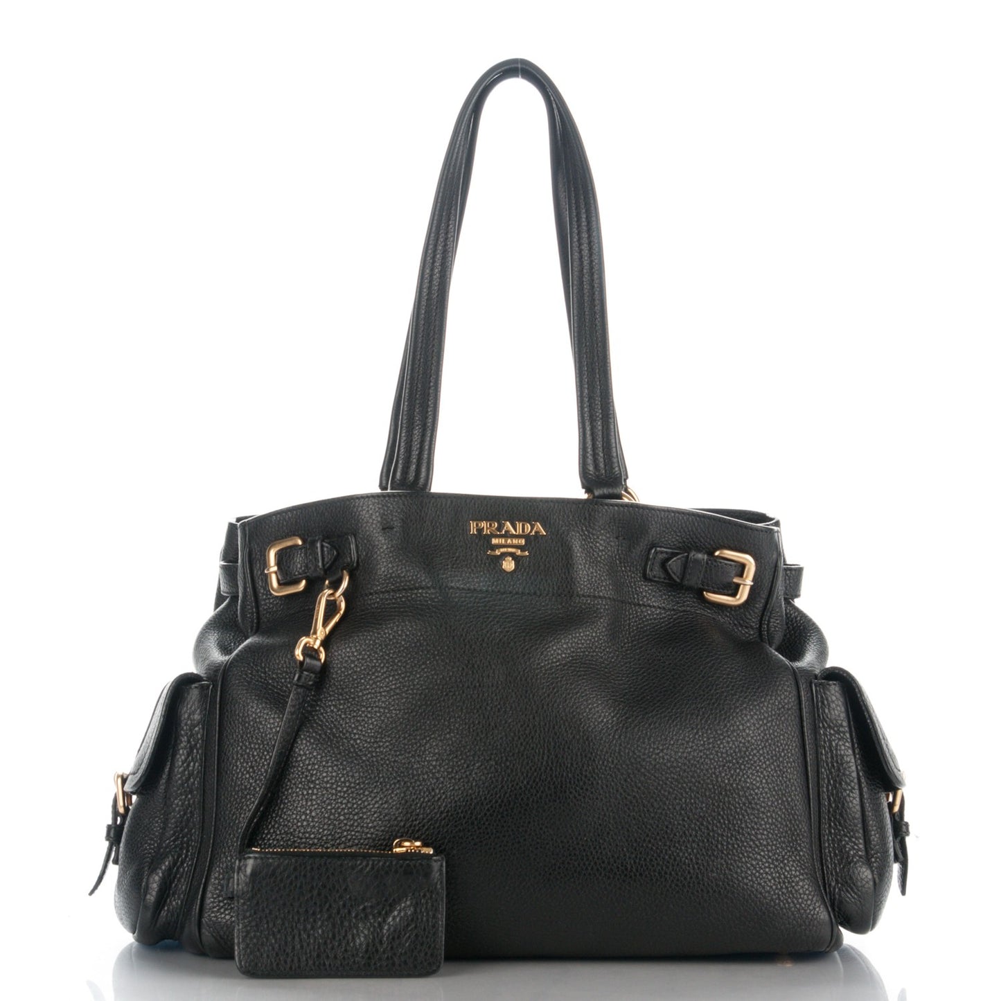 Vitello Daino Side Pocket Tote Black