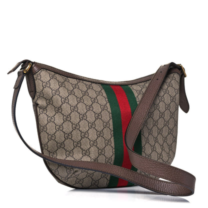 Gucci GG Supreme Monogram Web Small Ophidia Half Moon Hobo Brown 3 of 9