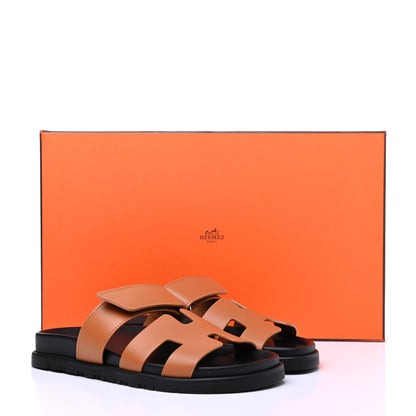 Hermes Calfskin Womens Chypre Sandals 35.5 Gold 9 of 9