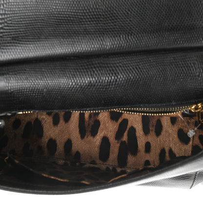 Dolce & Gabbana Iguana Calfskin Embossed Medium Miss Sicily Satchel Black 5 of 12