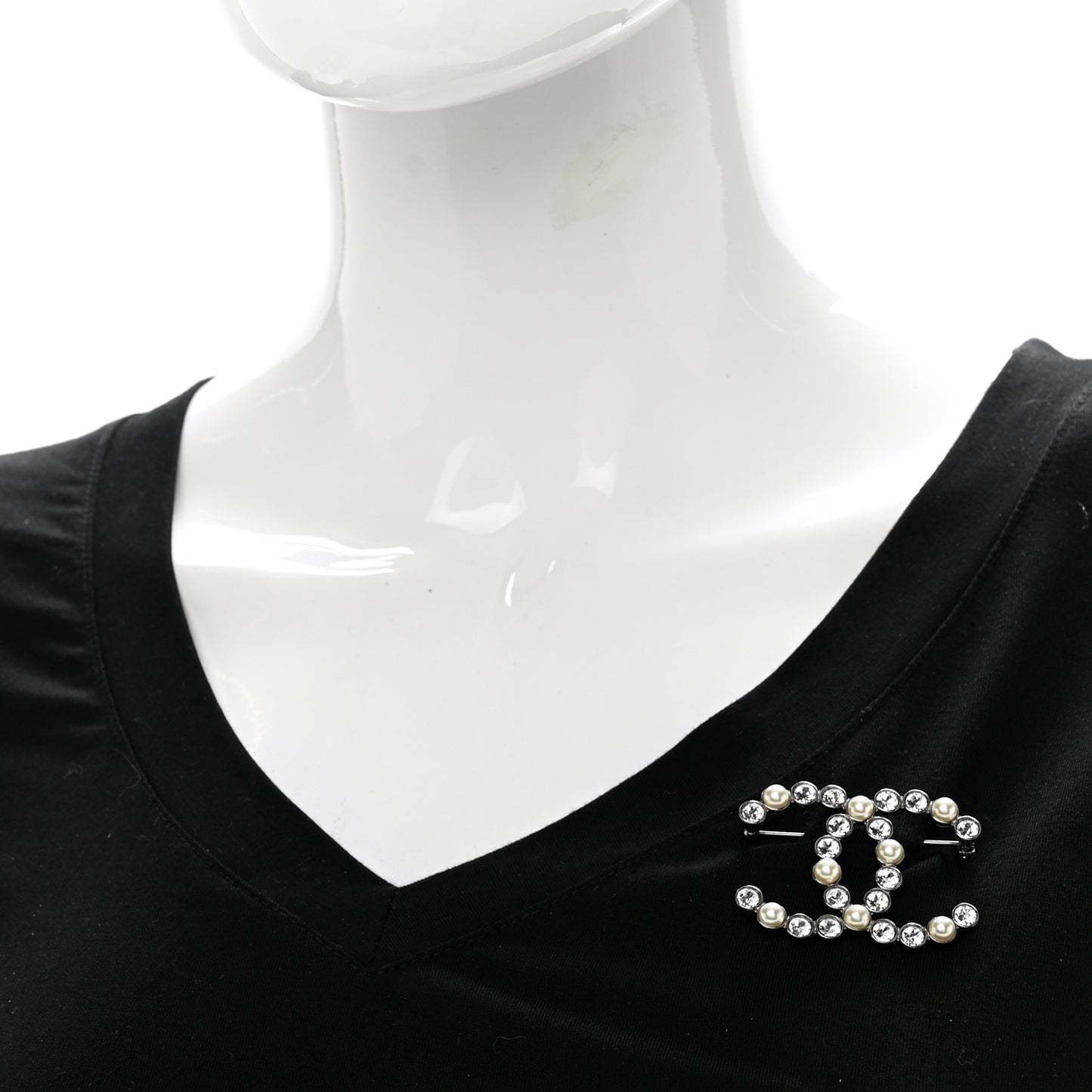 Pearl Crystal Bright Young Things CC Brooch Silver