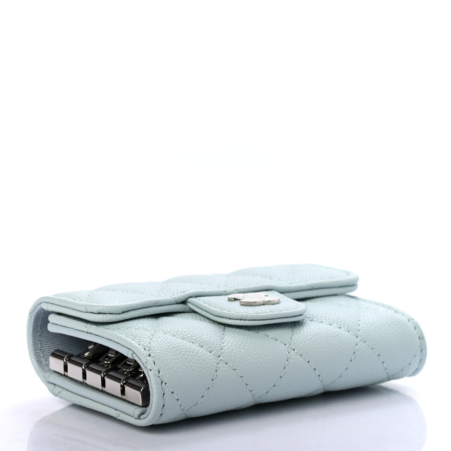 Chanel Caviar Quilted Classic 4 Key Holder Wallet Light Blue 4 of 9