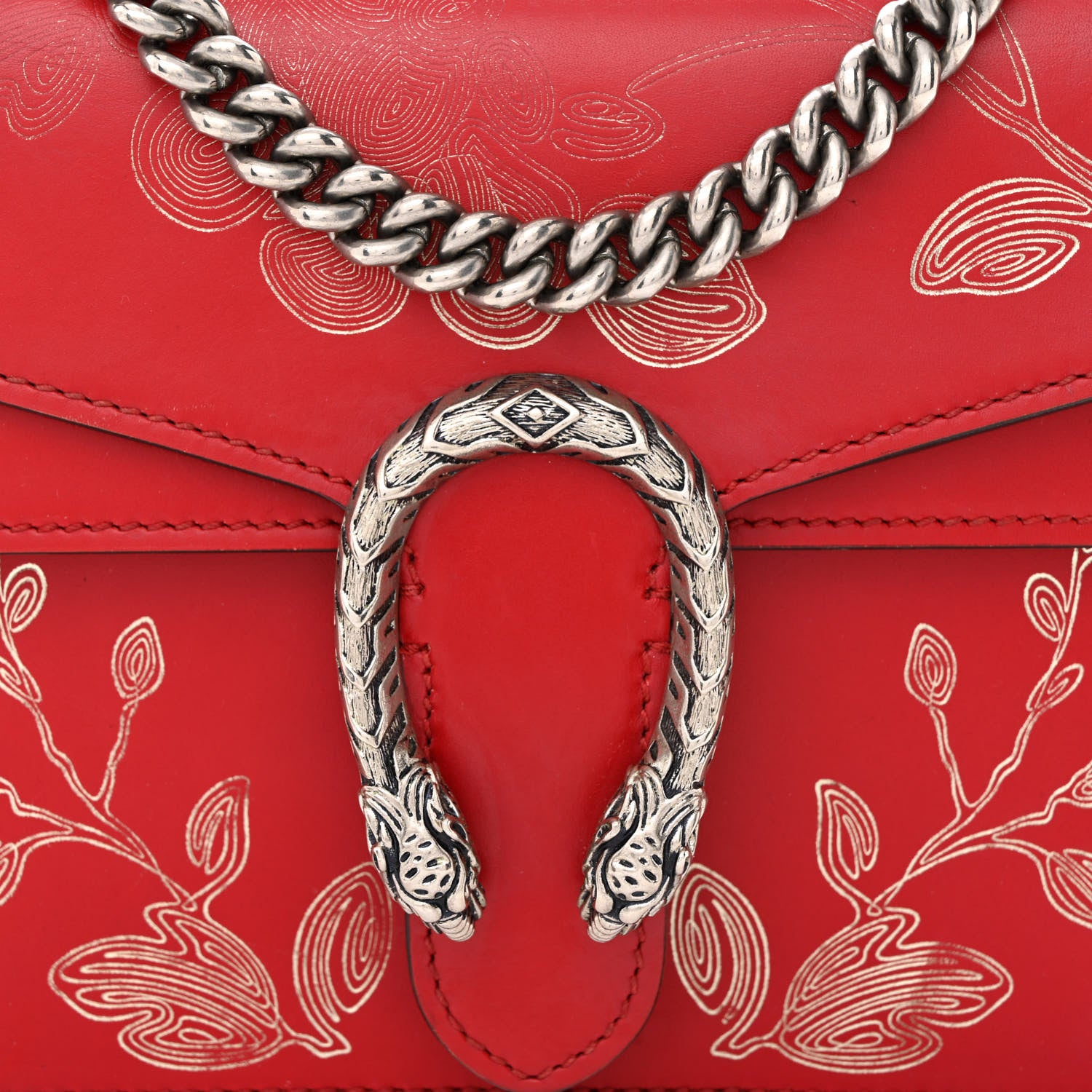 Gucci Calfskin Chinese New Year Mini Dionysus Shoulder Bag Hibiscus Red 9 of 11