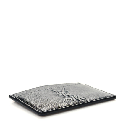 Saint Laurent Grained Calfskin Monogram Credit Card Case Black 4 of 9