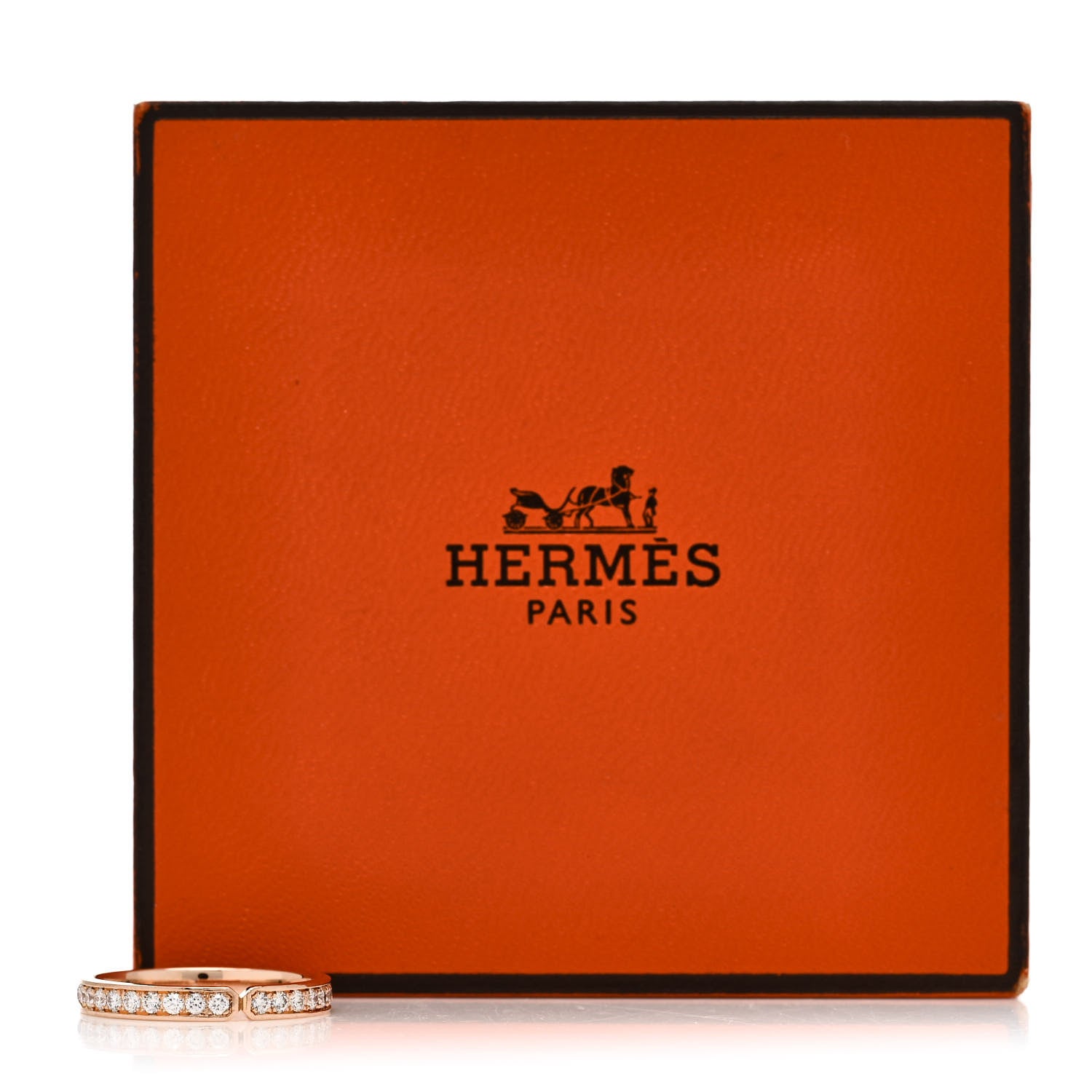 Hermes 18K Rose Gold Diamond PM Ever Kelly Wedding Band Ring 49 5 6 of 6