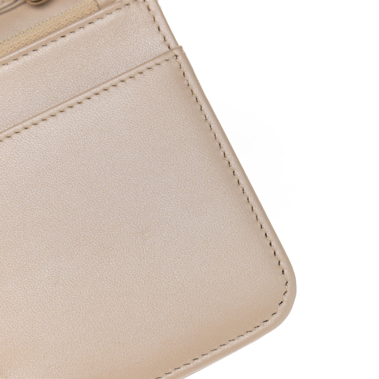 Iridescent Lambskin Quilted Pearl Wallet On Chain WOC Light Beige