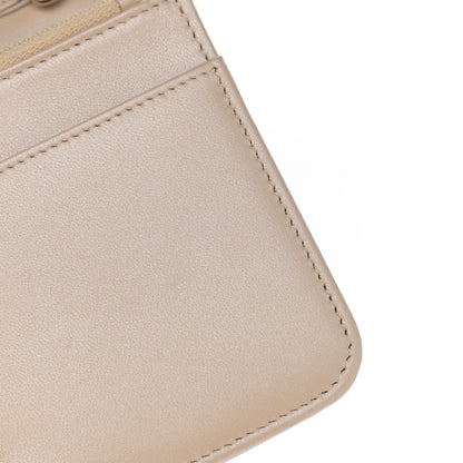 Chanel Iridescent Lambskin Quilted Pearl Wallet On Chain WOC Light Beige 11 of 12