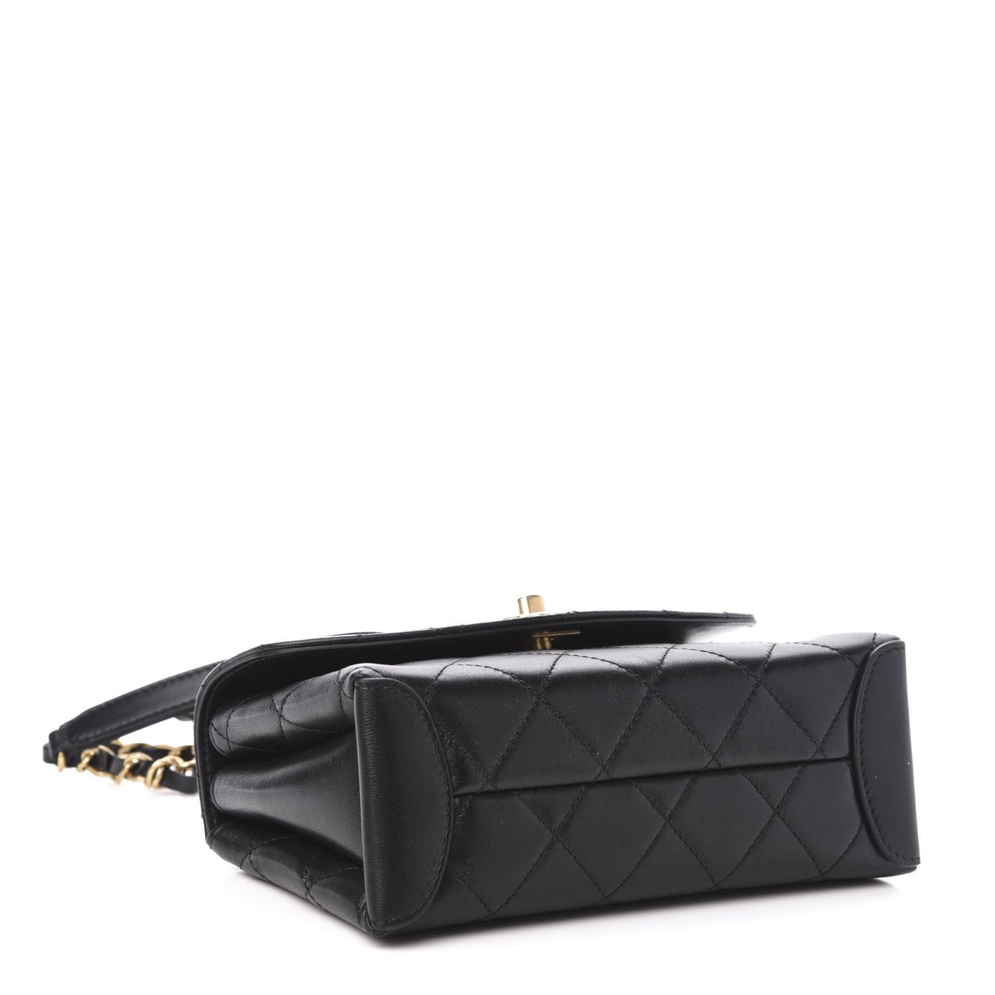 Lambskin Quilted Mini Trendy Spirit Top Handle Flap Black