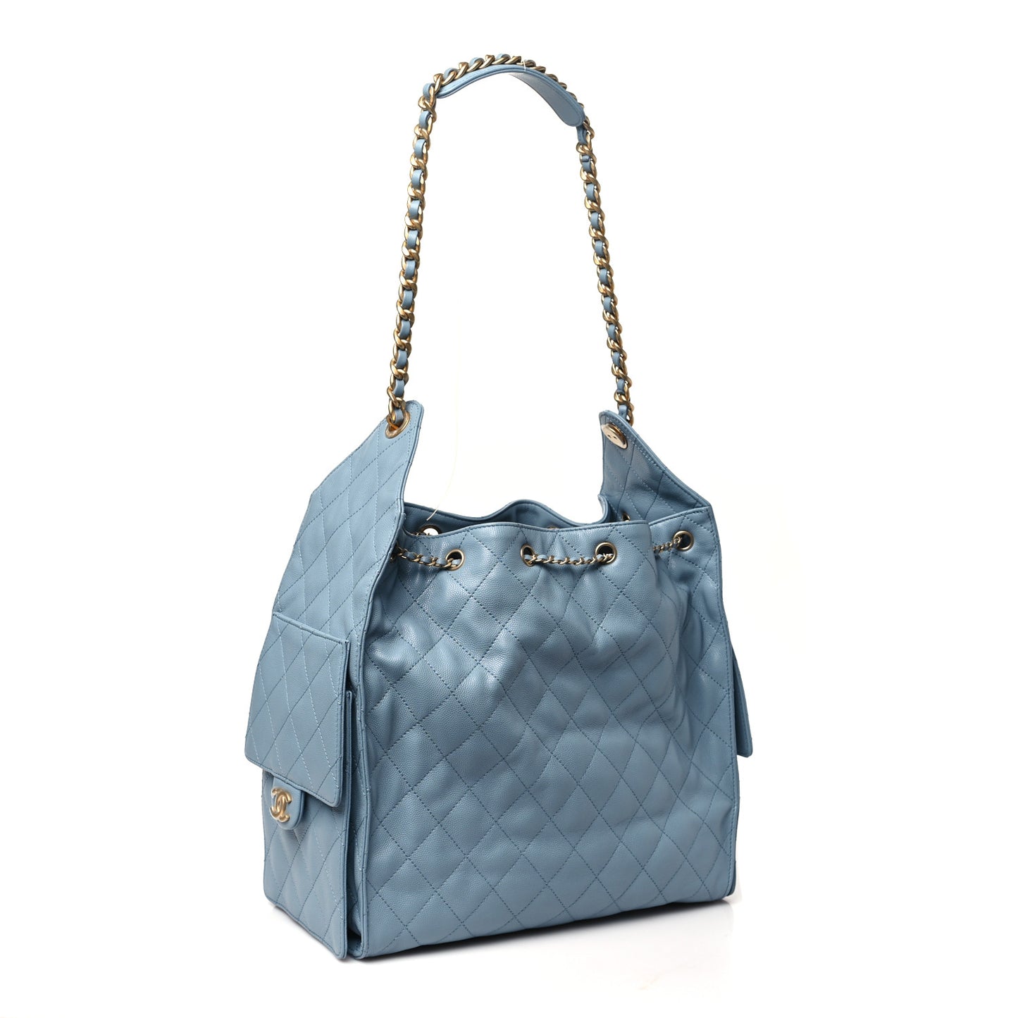 Caviar Quilted Medium Chanel 25 Handbag Blue