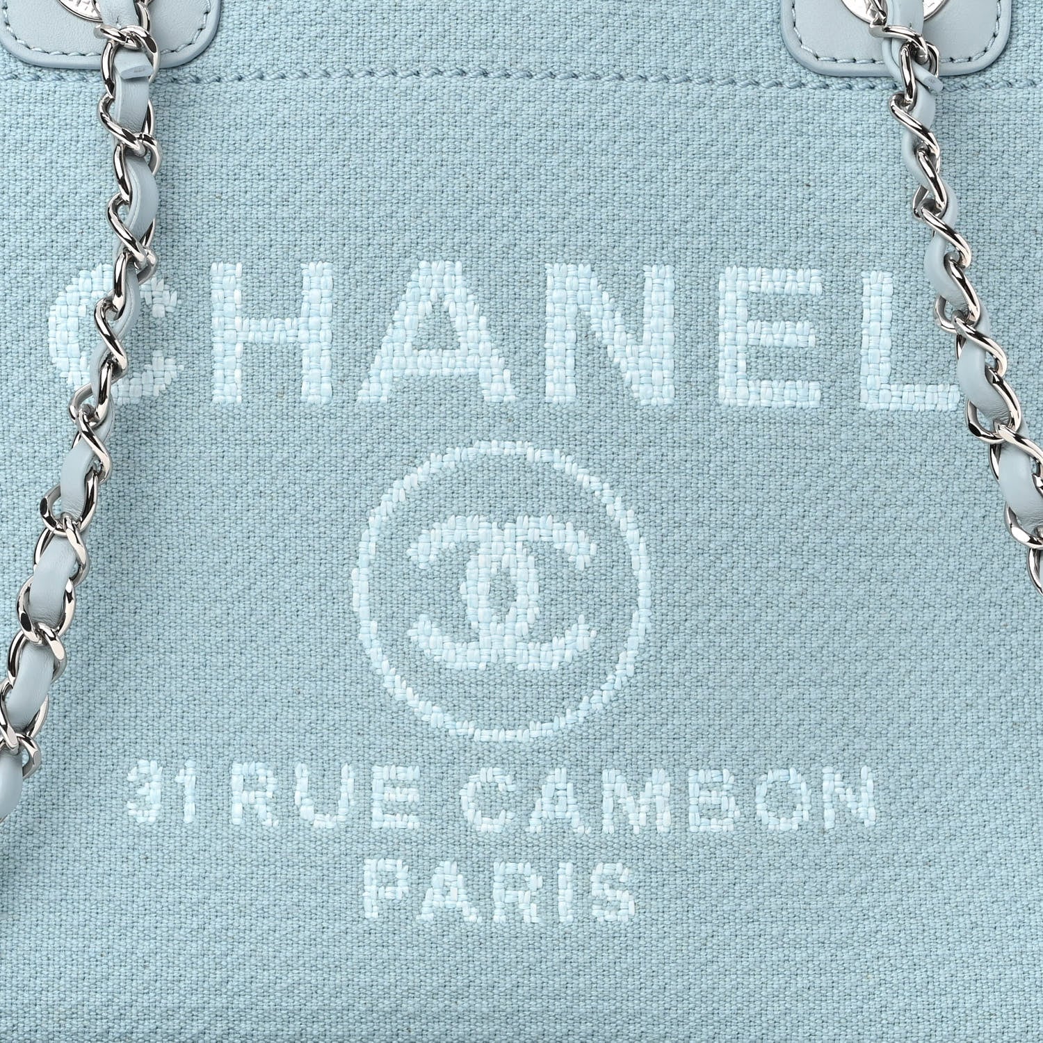 Chanel Mixed Fibers Small Deauville Tote Light Blue 8 of 10