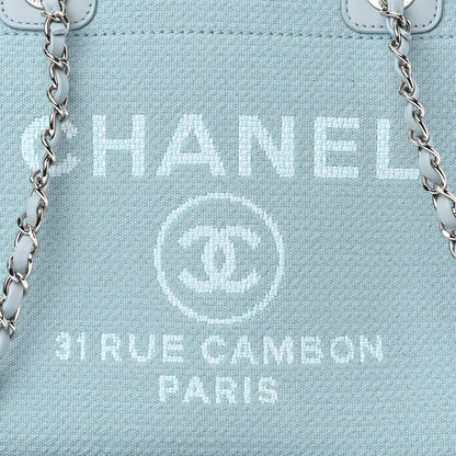 Chanel Mixed Fibers Small Deauville Tote Light Blue 8 of 10