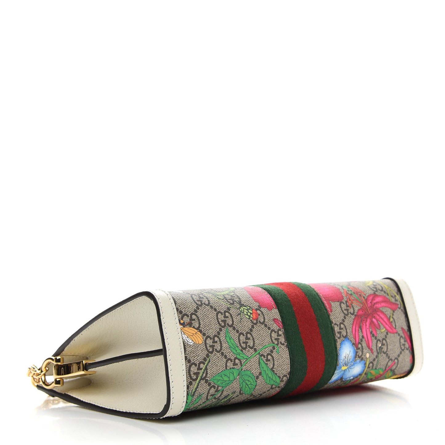 GG Supreme Monogram Flora Web Small Ophidia Chain Shoulder Bag White
