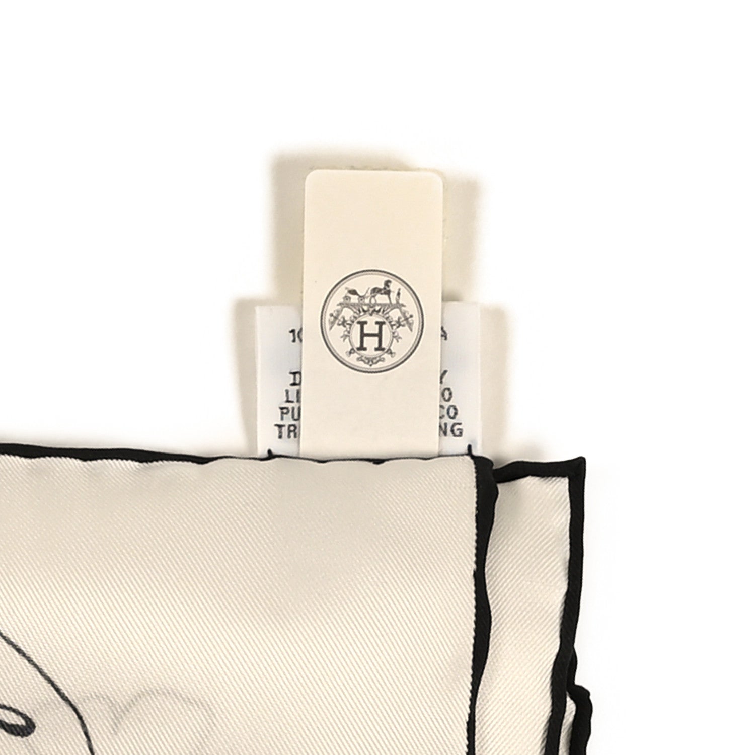 Hermes Silk Le Pommier Sellier Scarf 90 White Black 3 of 3
