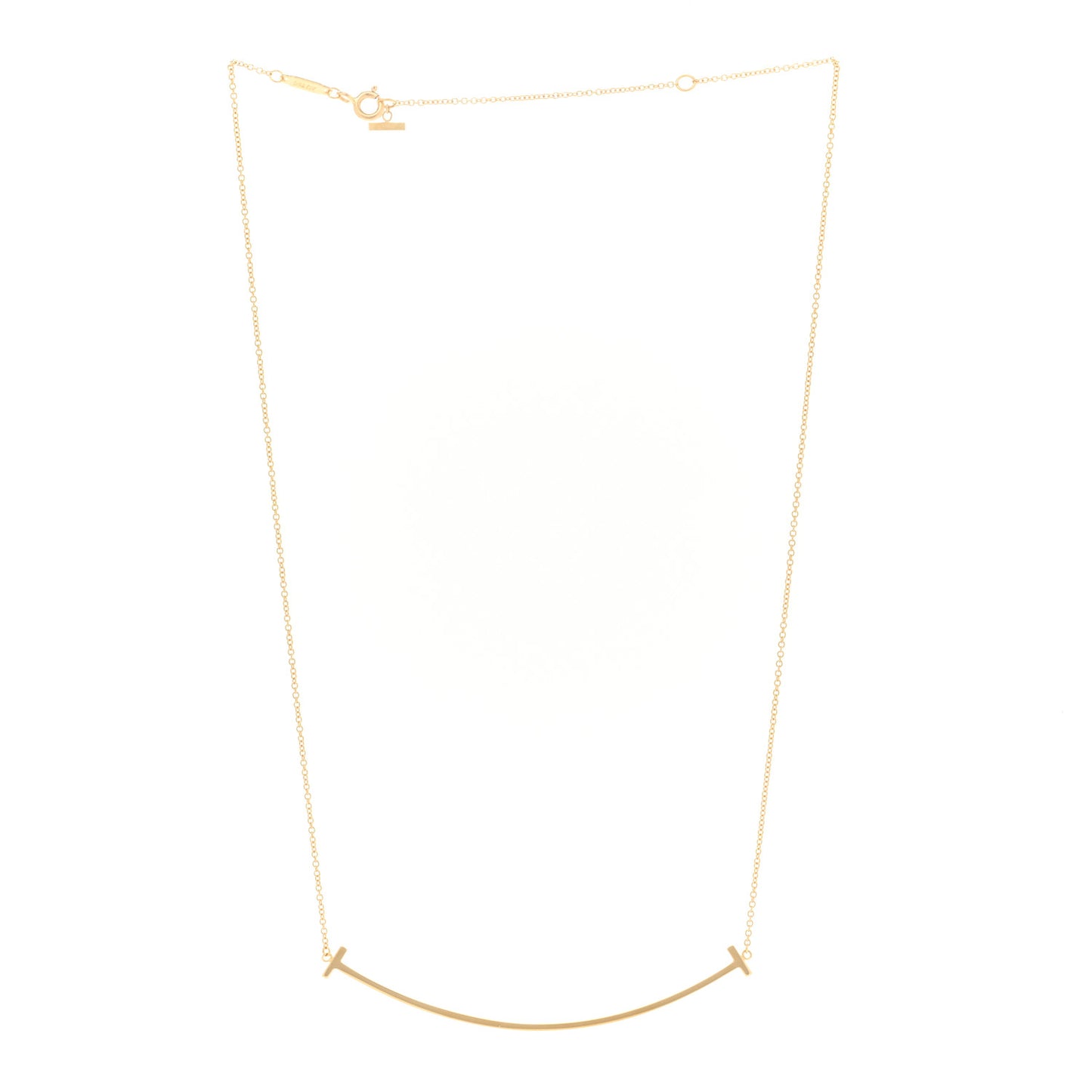 18K Yellow Gold Large T Smile Pendant Necklace