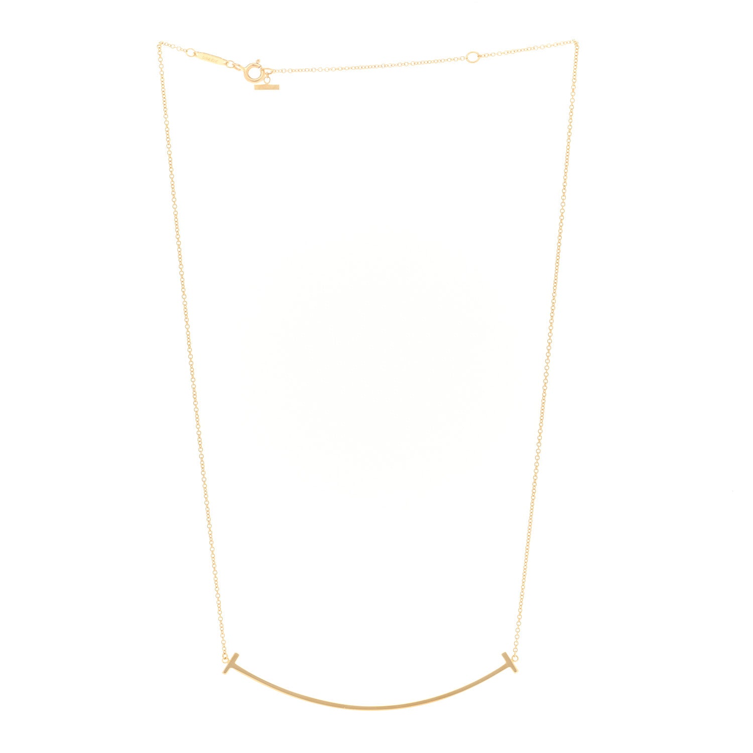 Tiffany 18K Yellow Gold Large T Smile Pendant Necklace 2 of 3