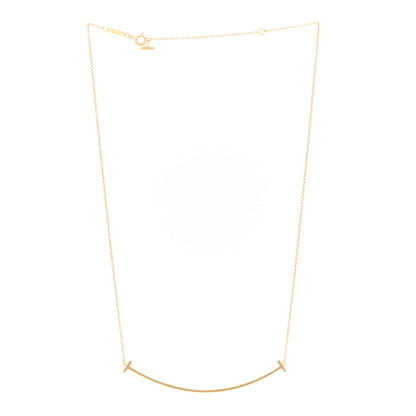 Tiffany 18K Yellow Gold Large T Smile Pendant Necklace 2 of 3