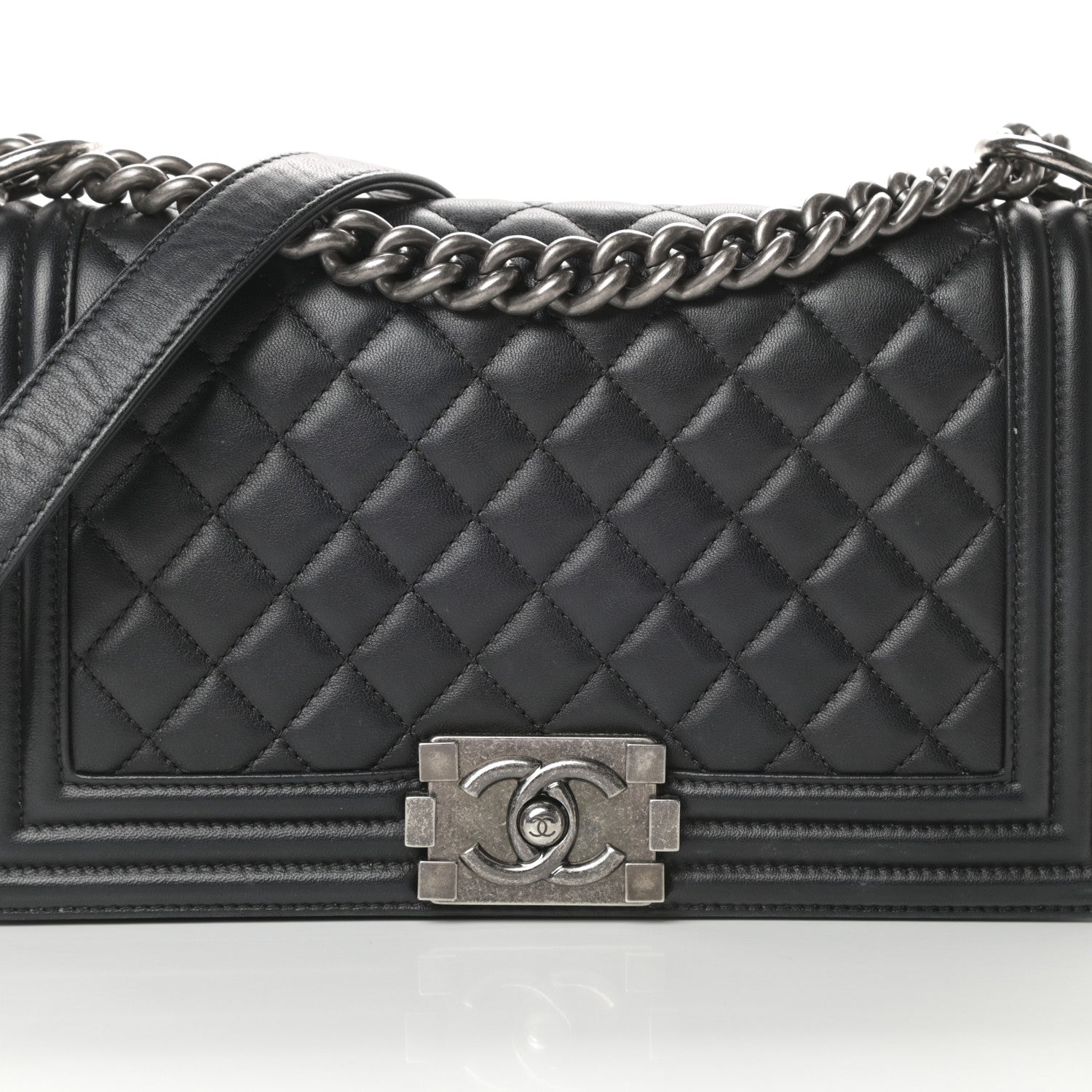 Chanel Lambskin Quilted Medium Boy Flap Black 8 of 19