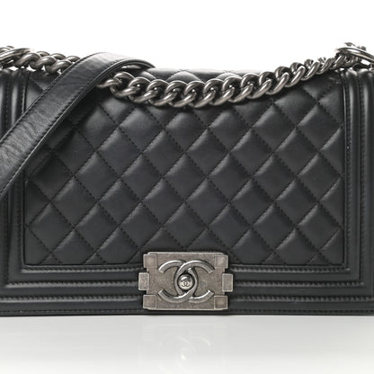 Chanel Lambskin Quilted Medium Boy Flap Black 8 of 19