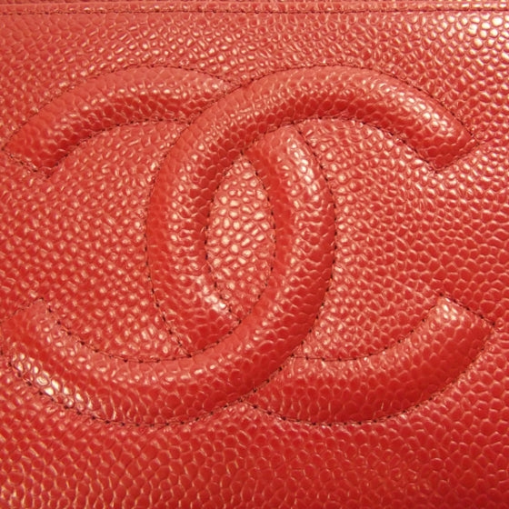 Chanel Caviar Wallet on Chain Red 6 of 10