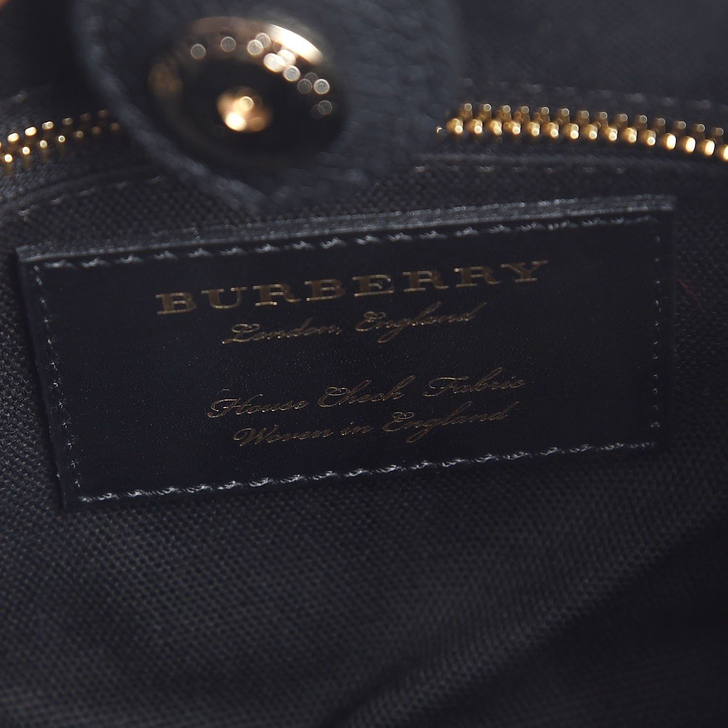 Burberry Grainy Calfskin House Check Baby Banner Tote Black 8 of 9