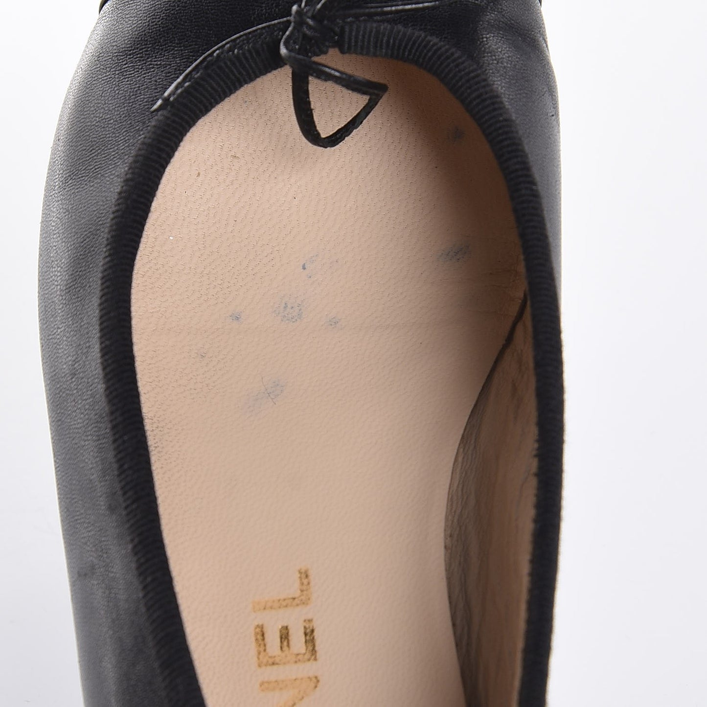 Lambskin Patent Cap Toe Ballerina Flats 36.5 Black